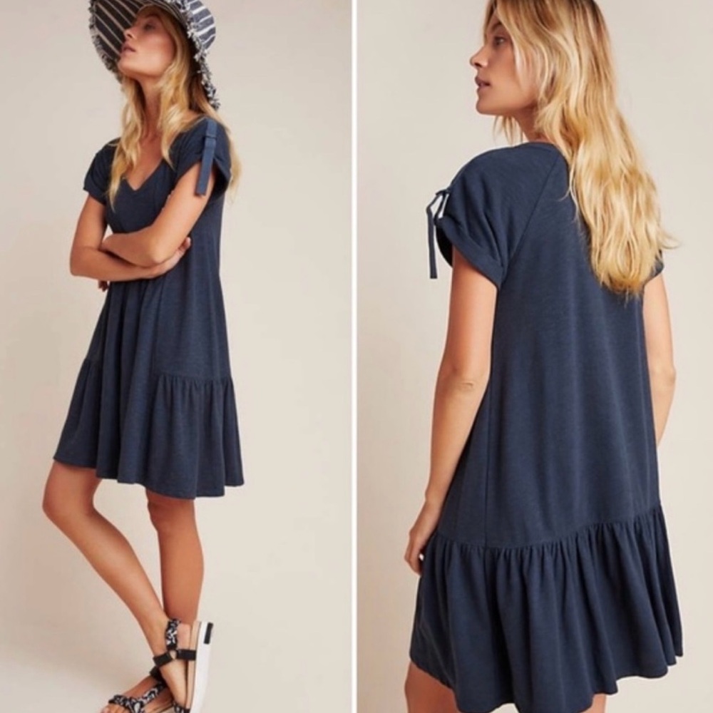 Anthropologie Saturday Sunday Kathie flounced mini dress in cotton modal Small